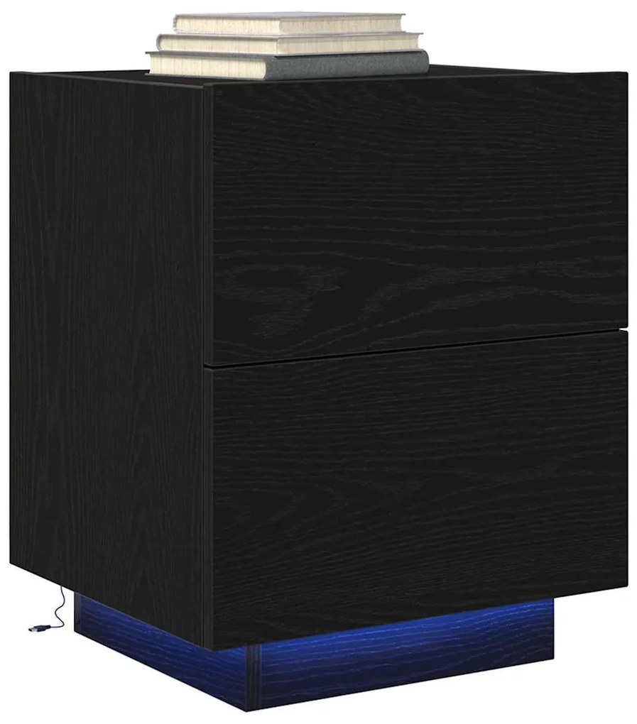 vidaXL Κομοδίνο 2 pcs Μαύρη δρυς 45 x 40 x 55 εκ Επεξεργασμένο ξύλο