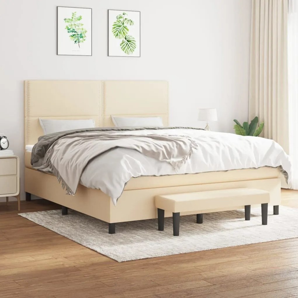 ΚΡΕΒΑΤΙ BOXSPRING ΜΕ ΣΤΡΩΜΑ ΚΡΕΜ 160X200 ΕΚ. ΥΦΑΣΜΑΤΙΝΟ 3136530