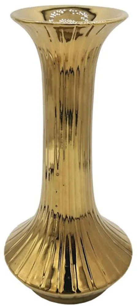 Βάζο Ρίγες 15-00-23706 15,5x32,6cm Gold Marhome Ceramic