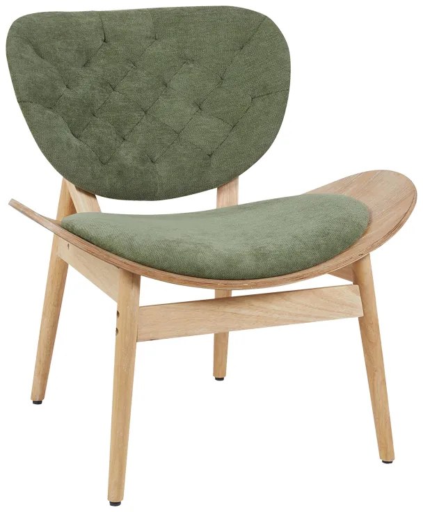 Πολυθρόνα Udalle pakoworld ξύλο σε φυσική απόχρωση με λαδί ύφασμα 77x70x81εκ