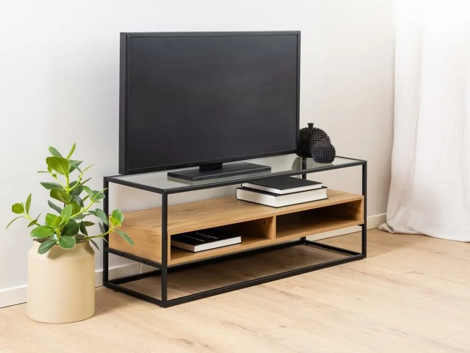 Τραπέζι Tv Oakland 993, Άγρια δρυς, Μαύρο, 120x45x40cm, 25 kg | Epipla1.gr