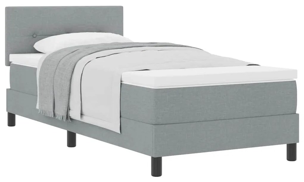 vidaXL Κρεβάτι box spring με στρώμα Ανοιχτό γκρι 100 x 200 cm ύφασμα