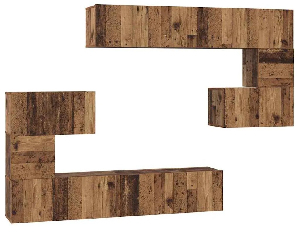 vidaXL Σετ επίπλου τηλεόρασης 8 pcs Παλαιό ξύλο 80 x 30 x 30 εκ