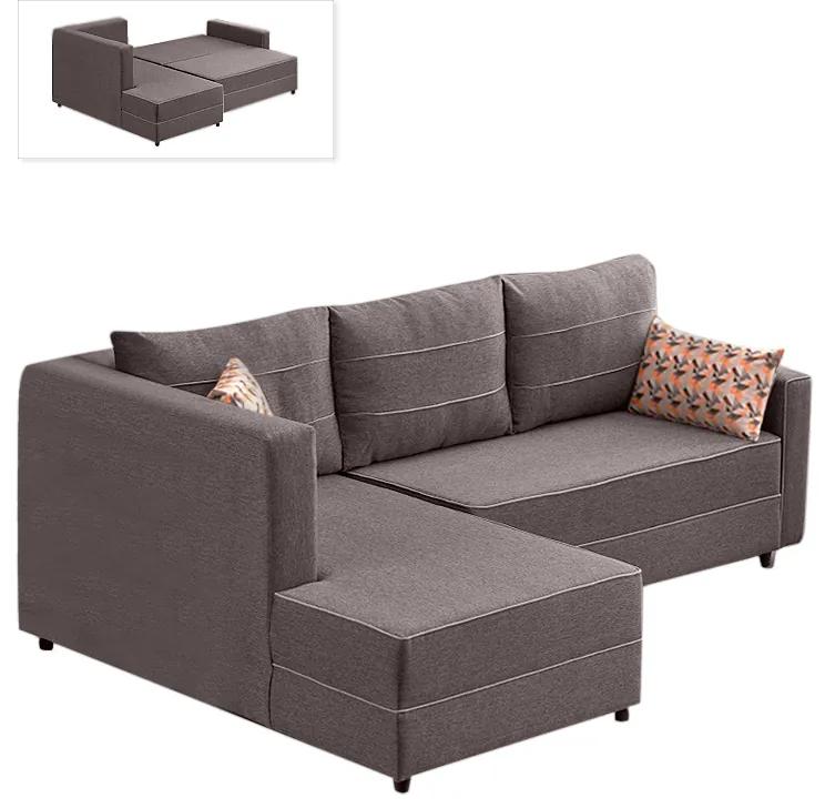 Γωνιακός καναπές - κρεβάτι Ece Megapap αριστερή γωνία υφασμάτινος με αποθηκευτικό χώρο χρώμα καφέ 242x160x88εκ. - Ύφασμα - PRGP043-0064,2