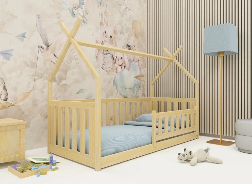 Παιδικό κρεβάτι Μονό Born για στρώμα 90x200cm Πεύκο 208x97x137cm - LAN4563