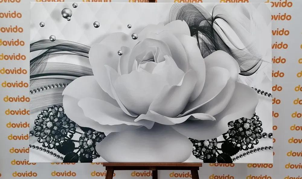 Εικόνα πολυτελές τριαντάφυλλο με αφαίρεση σε ασπρόμαυρο - 60x40