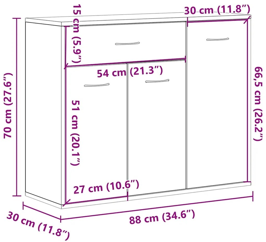 Ντουλάπι Καπνιστή Δρυς 88 x 30 x 70 εκ. από Επεξεργασμένο Ξύλο 815366