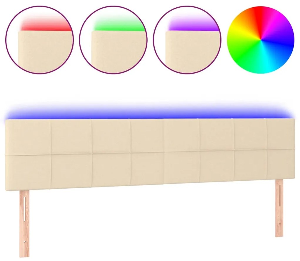 Κεφαλάρι Κρεβατιού LED Κρεμ 160x5x78/88 εκ. Υφασμάτινο 3121623