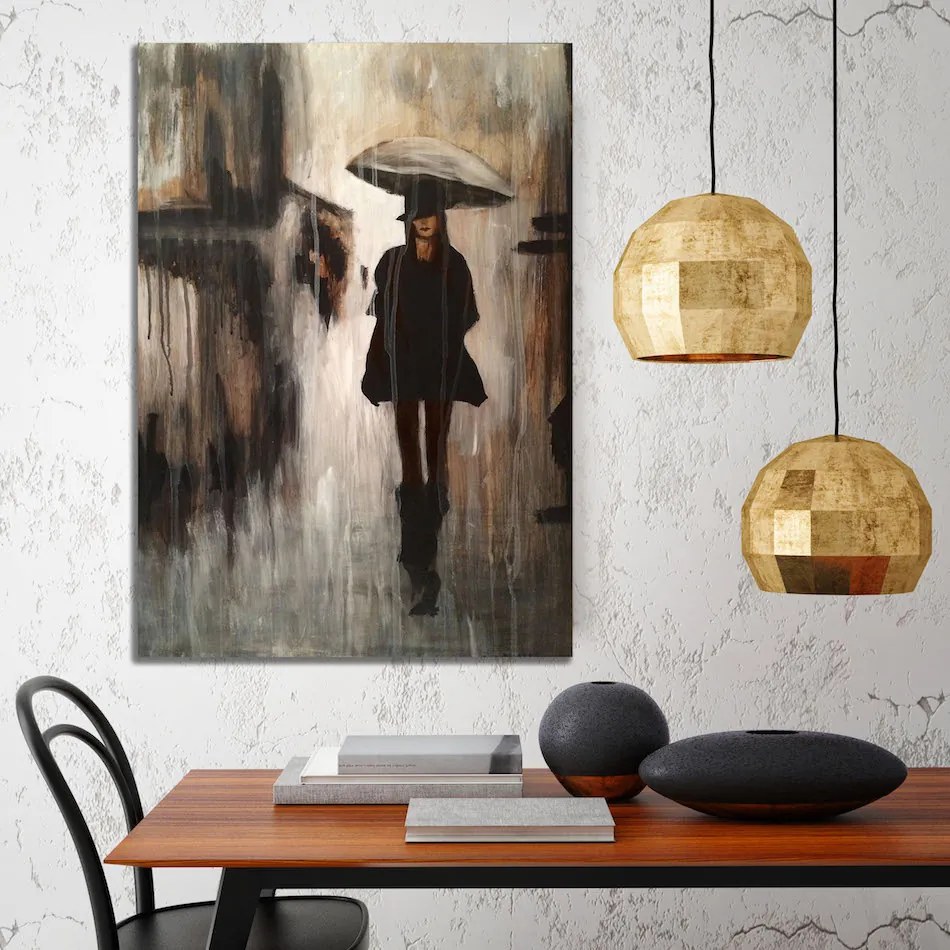 Πίνακας σε καμβά με γυναίκα και ομπρέλα KNV860 80cm x 120cm