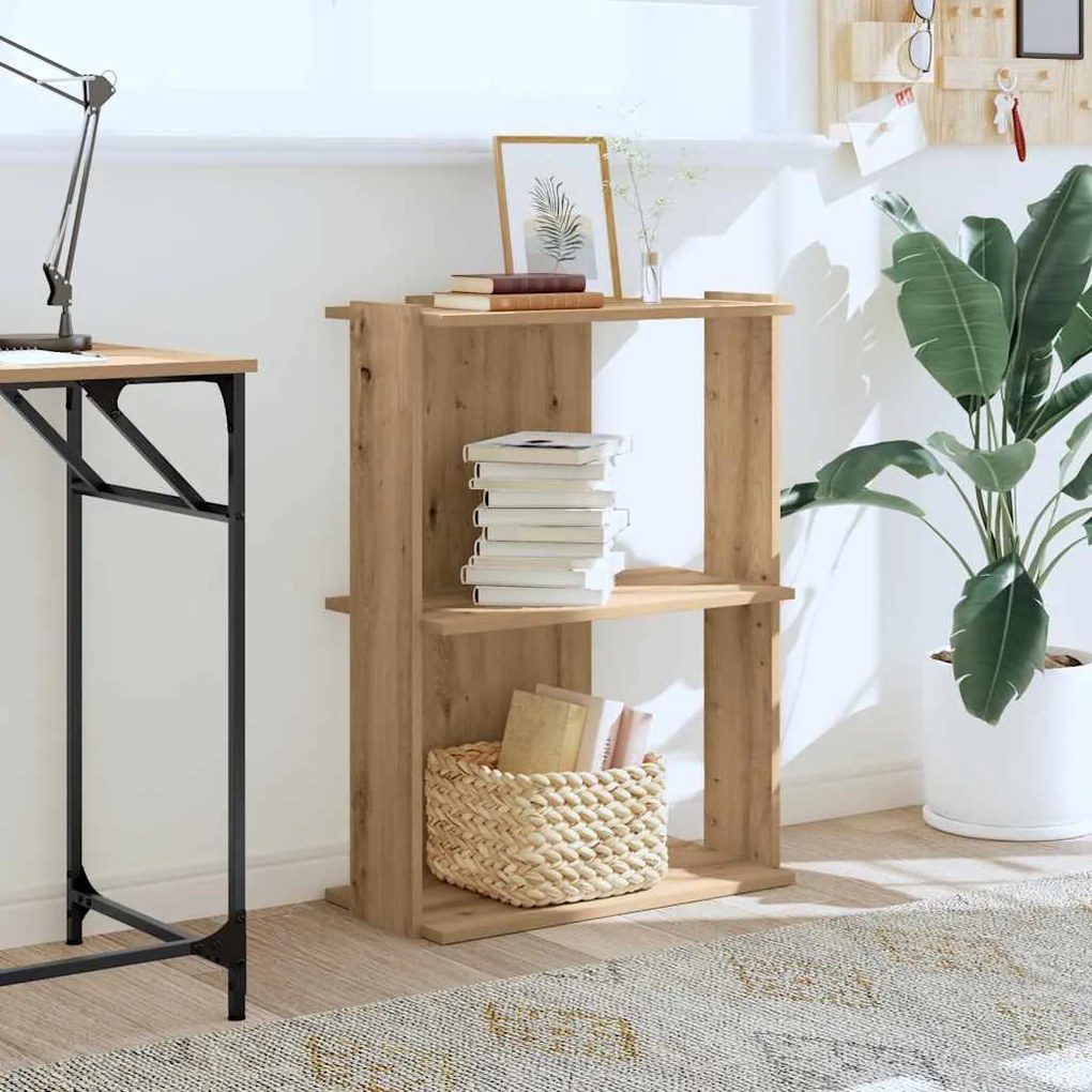 Βιβλιοθήκη 3 επιπέδων Δρυς τεχνίτης 60x30x80 cm - Καφέ