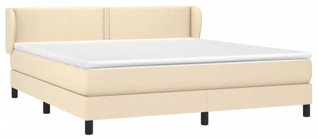 Κρεβάτι Boxspring με Στρώμα Κρεμ 160x200 εκ. Υφασμάτινο - Κρεμ