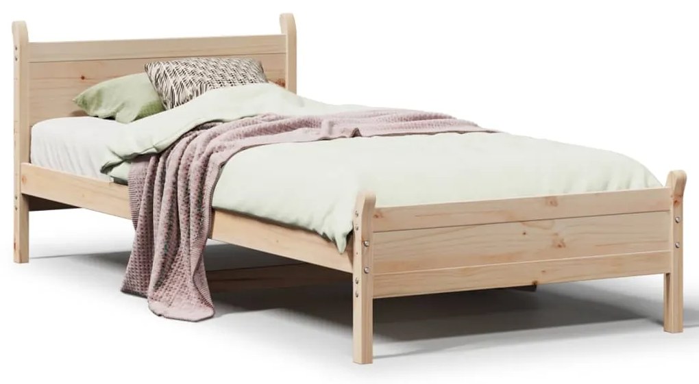 vidaXL Σκελετός Κρεβατιού Χωρίς Στρώμα 75x190 εκ Μασίφ Ξύλο Πεύκου