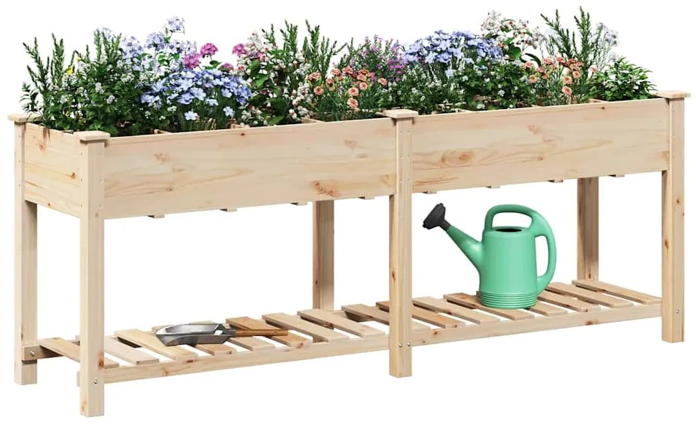 vidaXL Γλάστρα Κήπου Μπεζ 203.5 x 53 x 76.5 εκ Στερεό ξύλο έλατου