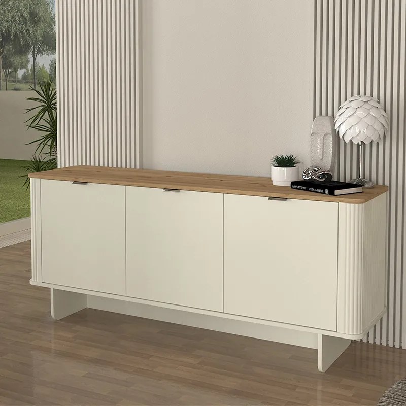 Μπουφές Bohema Megapap χρώμα ivory - sepet oak 180x47x76,6εκ. - 0265888