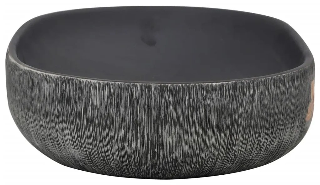 vidaXL Νιπτήρας Οβάλ Γκρι και Μαύρος 59 x 40 x 14 εκ. Κεραμικός