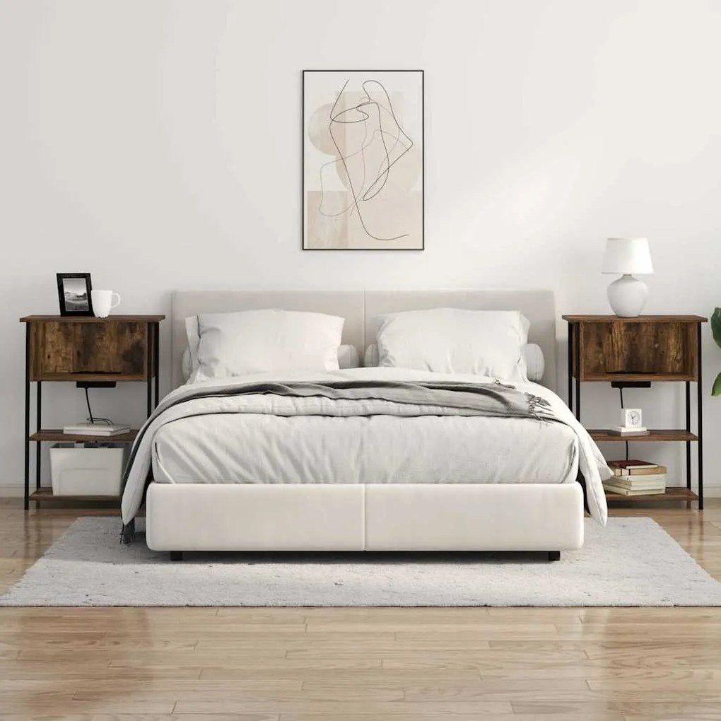 vidaXL Κομοδίνο Καπνιστή δρυς 55 x 31 x 76 εκ Επεξεργασμένο ξύλο
