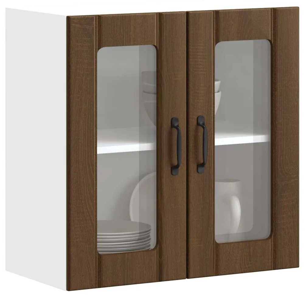 ντουλάπι τοίχου κουζίνας με γυάλινη πόρτα "Lucca" Καφέ δρυς