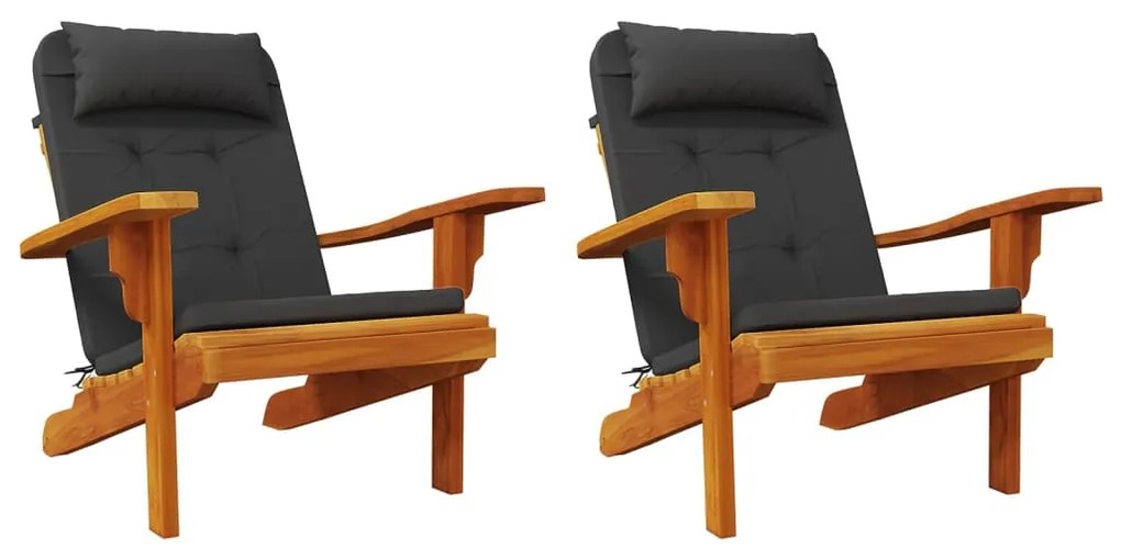 vidaXL Μαξιλάρια Καρέκλας Adirondack 2 τεμ. Μαύρα από Ύφασμα Oxford