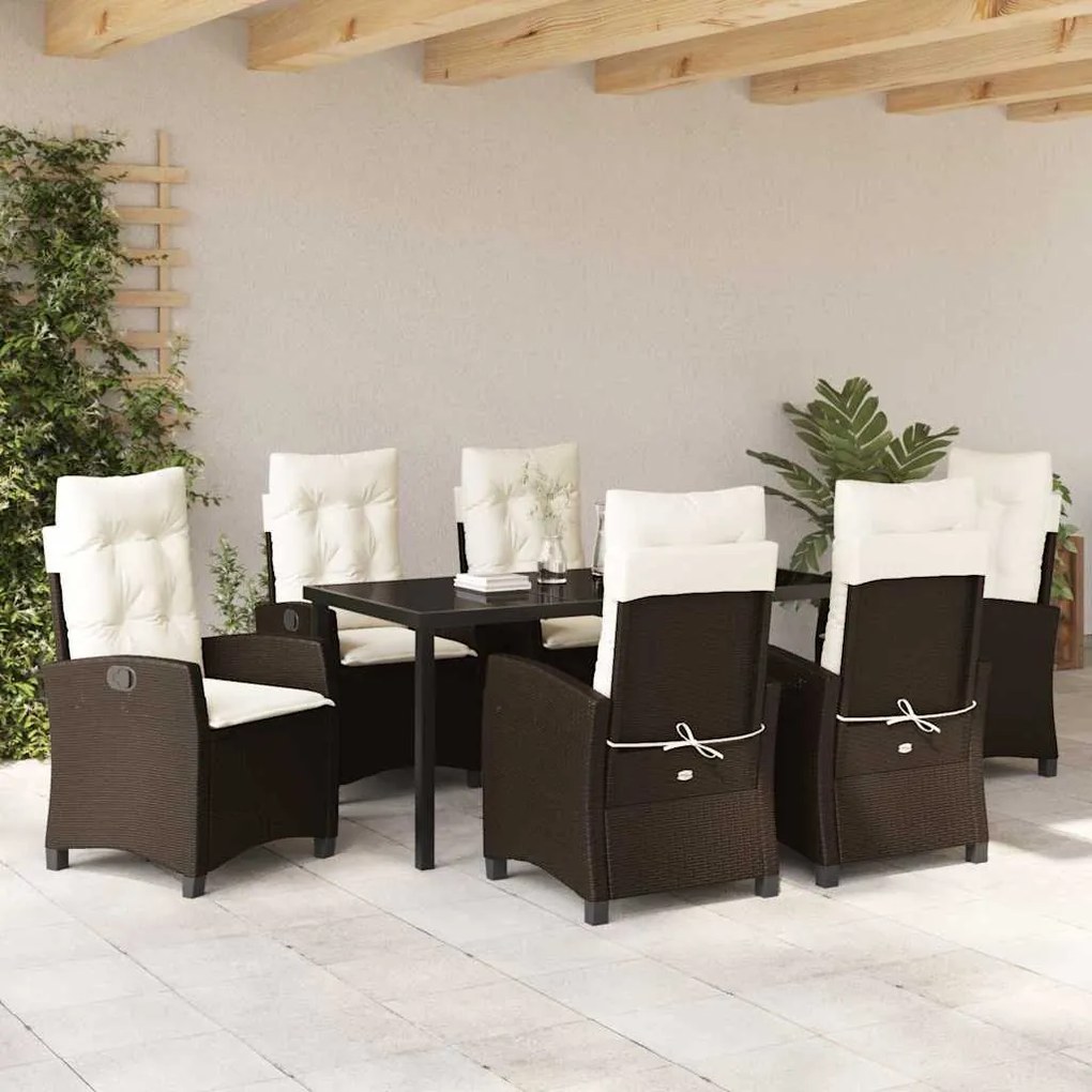 vidaXL Σέτ φαγητού για κήπο 7 pcs Καφέ συνθετικό ρατάν