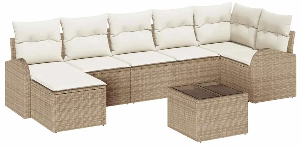 vidaXL Σετ Καναπέ Κήπου 8 pcs Μπεζ Πολυ ράταν