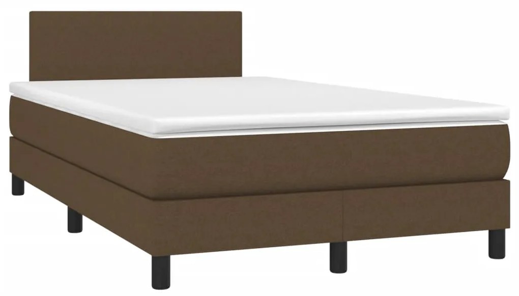 vidaXL Κρεβάτι Boxspring με Στρώμα & LED Σκ.Καφέ 120x190εκ. Υφασμάτινο