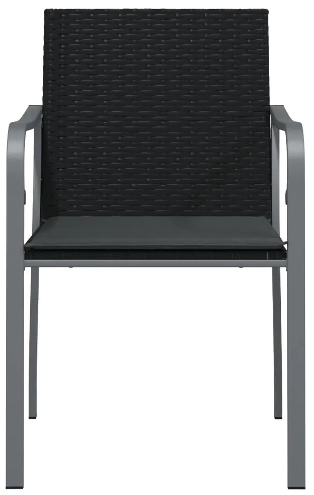 vidaXL Καρέκλες Κήπου με Μαξιλάρια 4τεμ Μαύρες 56x59x84 εκ Συνθ. Ρατάν