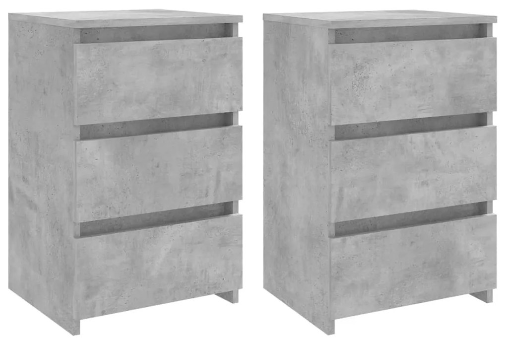 vidaXL Κομοδίνα 2 τεμ. Γκρι Σκυροδέματος 40x35x62,5 εκ. Επεξ. Ξύλο