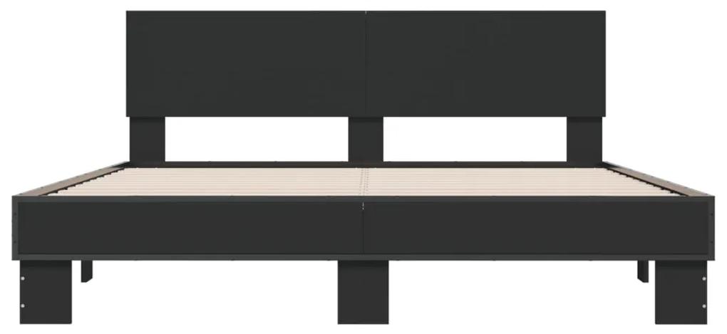 vidaXL Πλαίσιο Κρεβατιού Μαύρο 160 x 200 εκ. Επεξ. Ξύλο & Μέταλλο