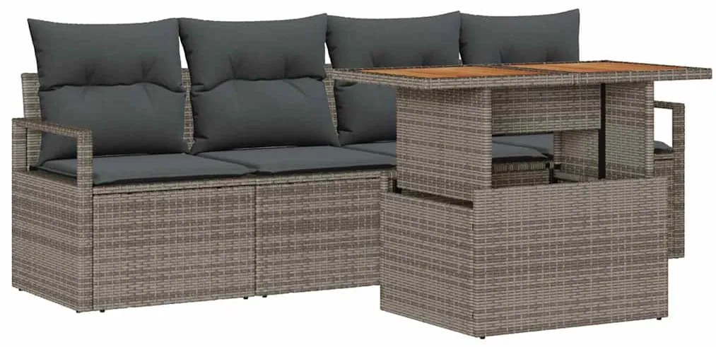 vidaXL Σετ Καναπέ Κήπου με μαξιλάρι 5 pcs Γκρι 100 x 55 x 73 εκ