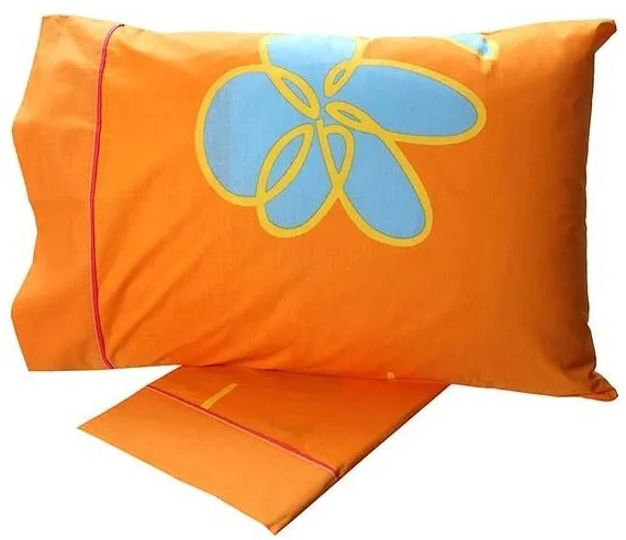 Σετ Σεντόνια Cotton Feelings εμπριμέ 129 Orange Μονό (160x260)