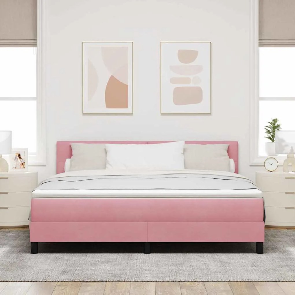 vidaXL Κρεβάτι με ελατήρια με στρώμα Ροζ 180 x 200 cm Βελούδο