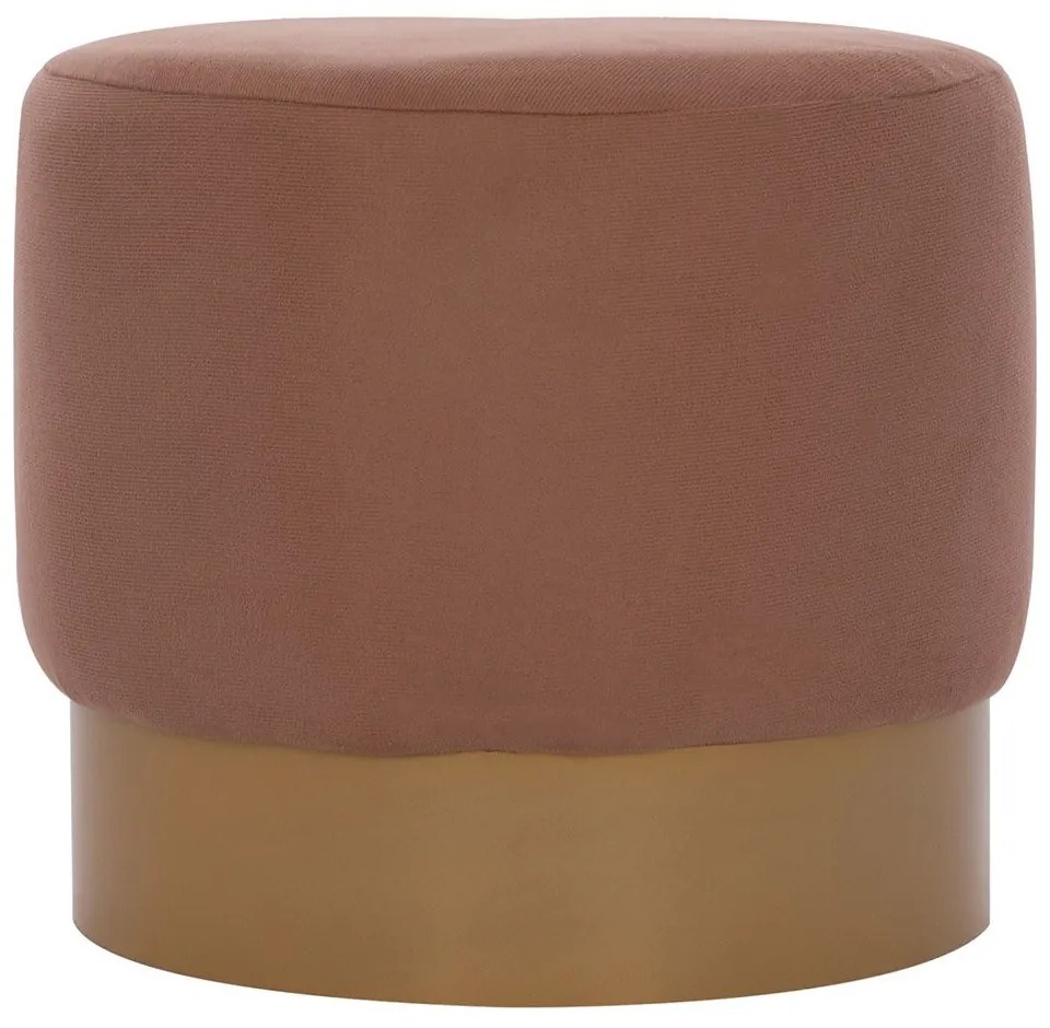 Σκαμπό Vinde HM9260.04 Φ40x35cm Brown-Gold Metal,Fabric,Wood