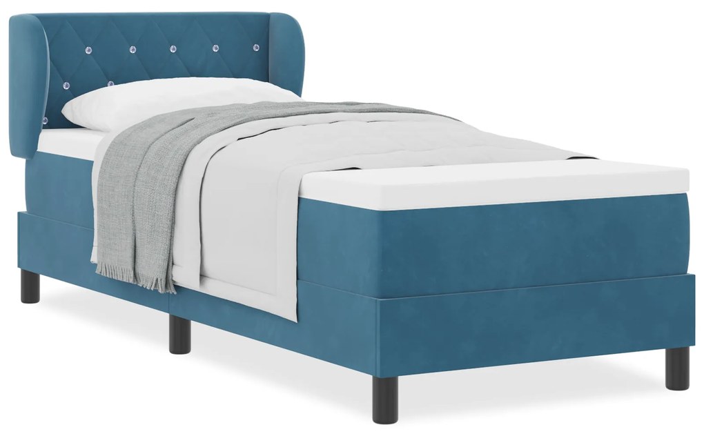 vidaXL Κρεβάτι Box Spring με Ματράζ Χαλίκι 80x200 εκ Βελούδο Σκούρο Μπλε