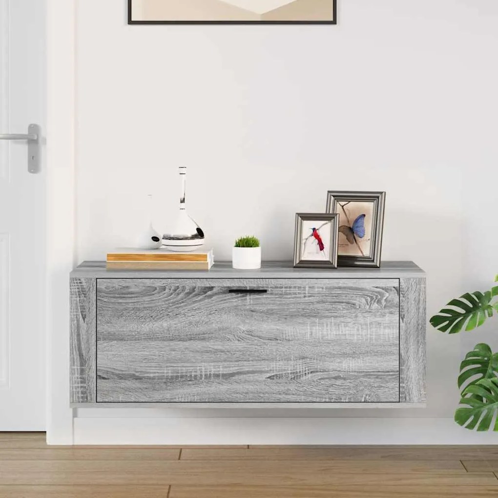 vidaXL Παπουτσοθήκη Επιτοίχια Sonoma Γκρι 100x35x38 εκ. Επεξ. Ξύλο