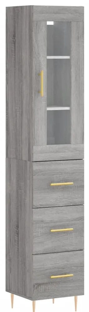 vidaXL Μπουφές Sonoma Γκρι 34,5 x 34 x 180 εκ. από Επεξεργασμένο Ξύλο