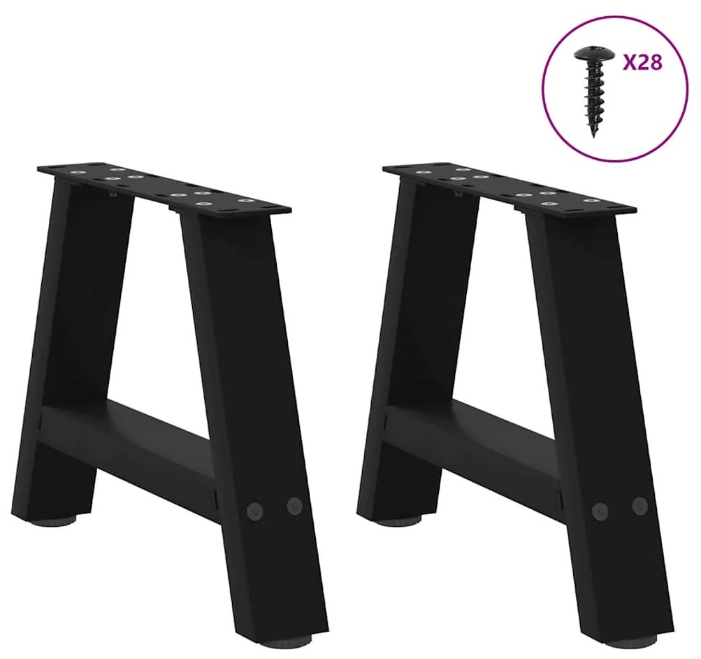 vidaXL Πόδια Τραπεζιού Σαλονιού Σχήματος Α 2 τεμ. Μαύρο 50x(30-31) εκ. Ατσάλι