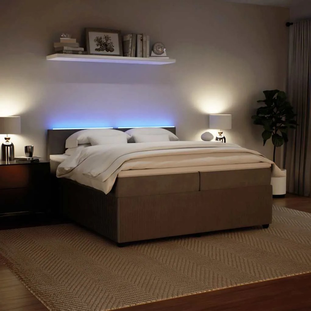 vidaXL Κρεβάτι Boxspring με Στρώμα Ανοιχτό Γκρι 200x200 εκ. Βελούδινο