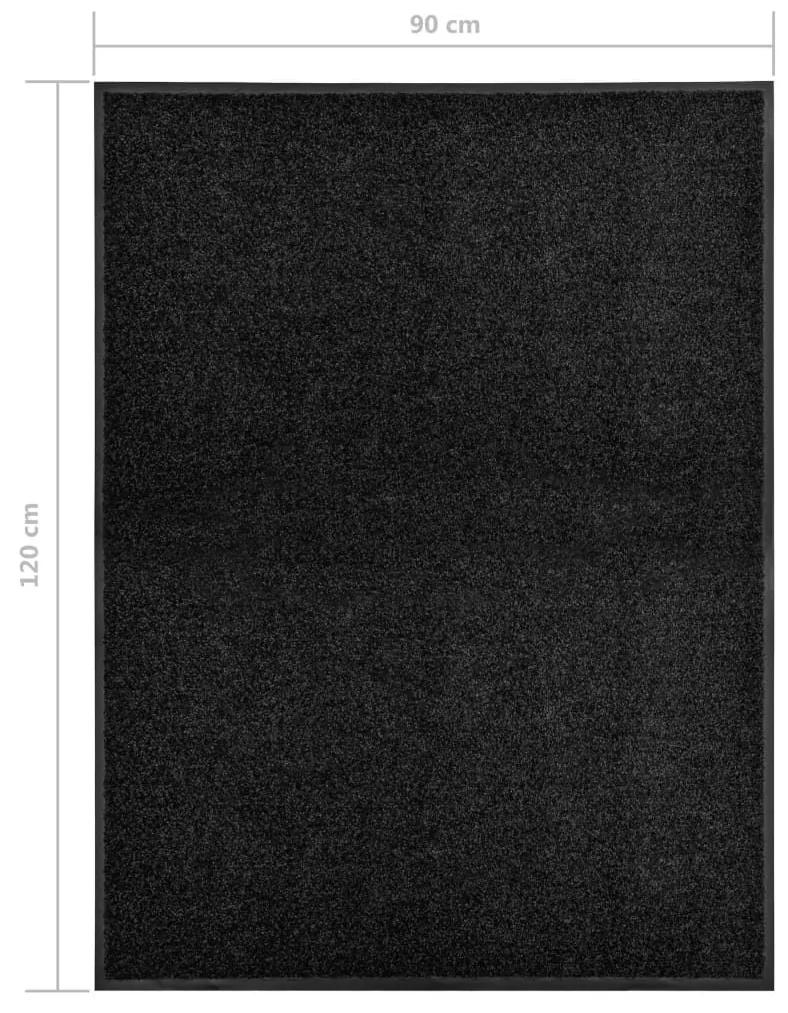 Πατάκι Εισόδου Πλενόμενο Μαύρο 90 x 120 εκ. - Μαύρο