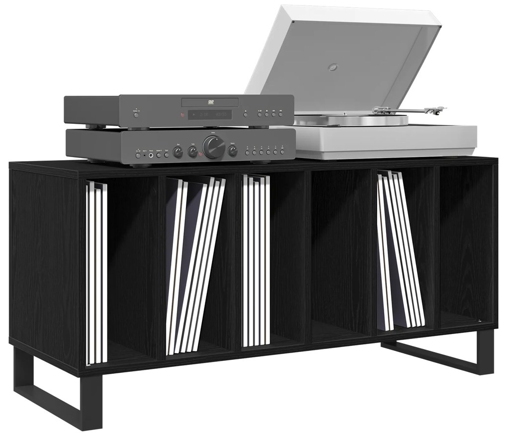 vidaXL Ντουλάπα Δίσκων Μαύρη Δρυς 100x38x48 εκ. Επεξεργασμένο Ξύλο