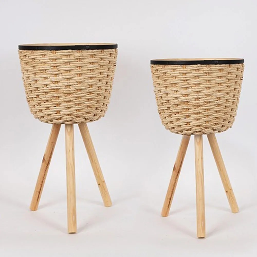 Καλάθια Ψάθινα 819-00359 (Σετ 2τμχ) Φ33x61cm/ Φ28x51,5cm Beige Estheti Home Ψάθα
