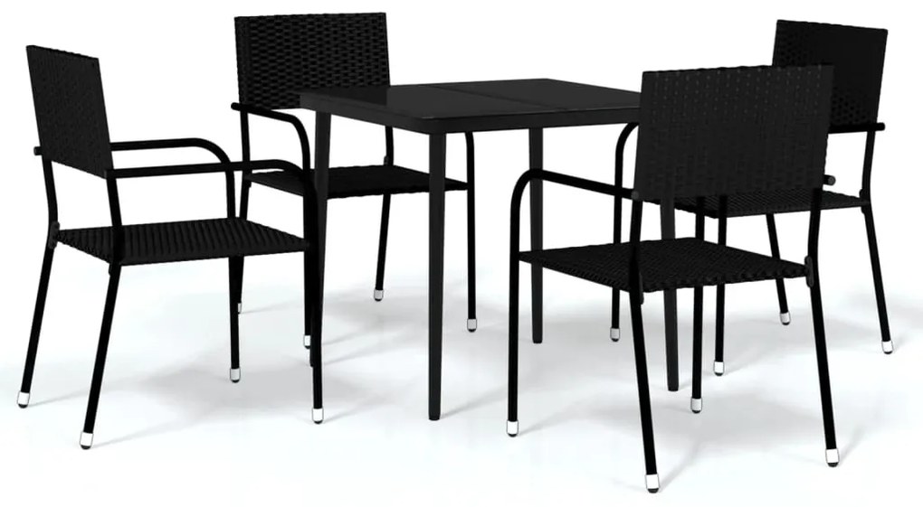 vidaXL Σετ Τραπεζαρίας Κήπου 5 Τεμαχίων Μαύρο