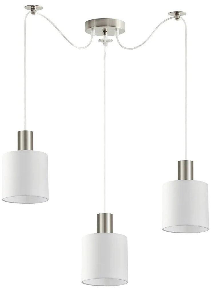 SE21-NM-4-NM3-SH1 ADEPT TUBE Nickel Matt Pendant White Fabric Shade+