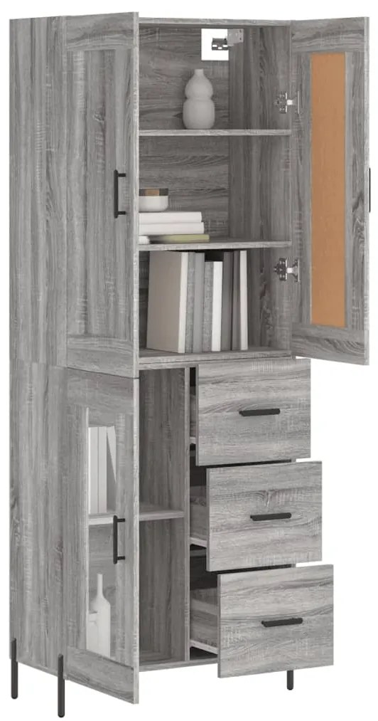 vidaXL Ντουλάπι Γκρι Sonoma 69,5 x 34 x 180 εκ. Επεξεργασμένο Ξύλο