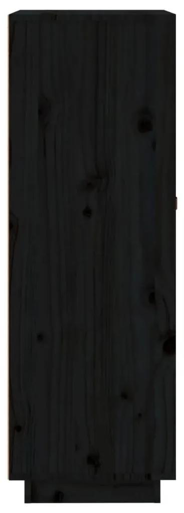 Κάβα Κρασιών Μαύρο 45 x 34 x 100 εκ. από Μασίφ Ξύλο Πεύκου - Μαύρο
