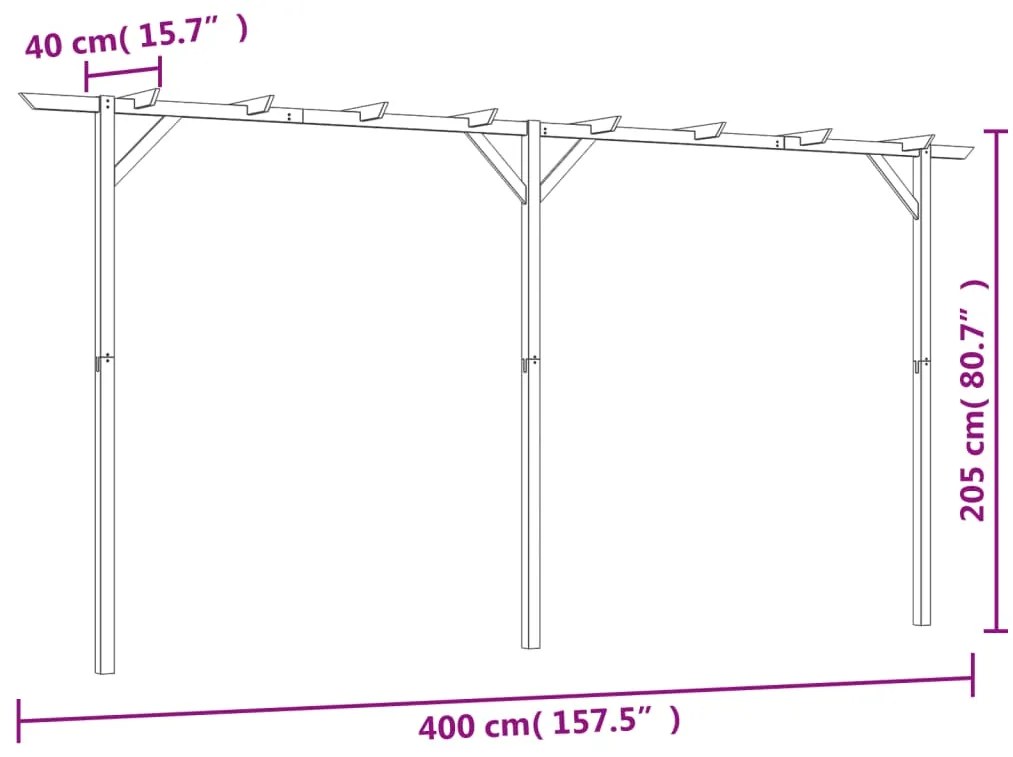 ΠΕΡΓΚΟΛΑ ΚΗΠΟΥ 400 X 40 X 205 ΕΚ. ΞΥΛΙΝΗ 41664