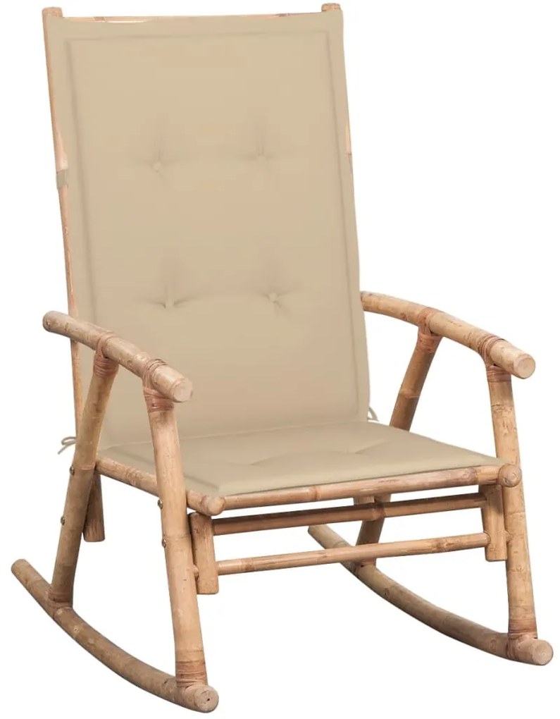 vidaXL Πολυθρόνα Kουνιστή Μπαμπού με Μαξιλάρι