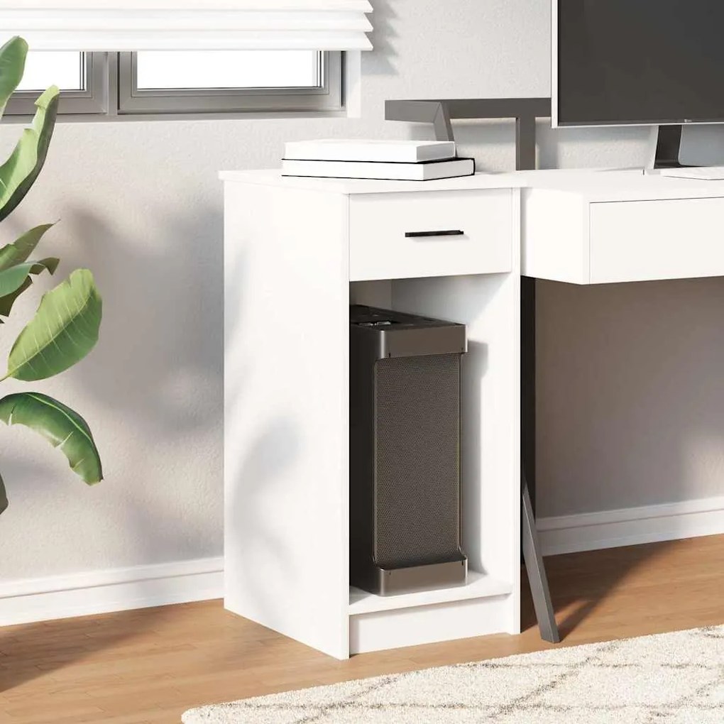 vidaXL Πύργος υπολογιστή με συρτάρι Λευκό 35x45x77 cm