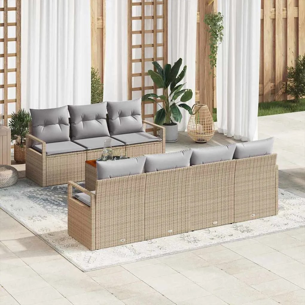 vidaXL Σετ Καναπέ Κήπου 8 pcs Μπεζ, ανοιχτό γκρι