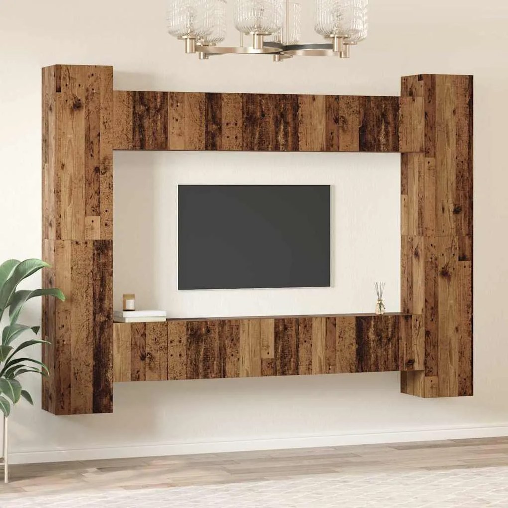 vidaXL Σετ επίπλου τηλεόρασης 10 pcs Παλαιό ξύλο 30.5 x 30 x 90 cm