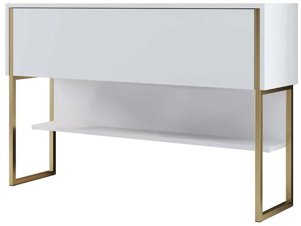 Κονσόλα Luxe 618BLY1402 120x30x80cm Gold-White Μοριοσανίδα, Μέταλλο